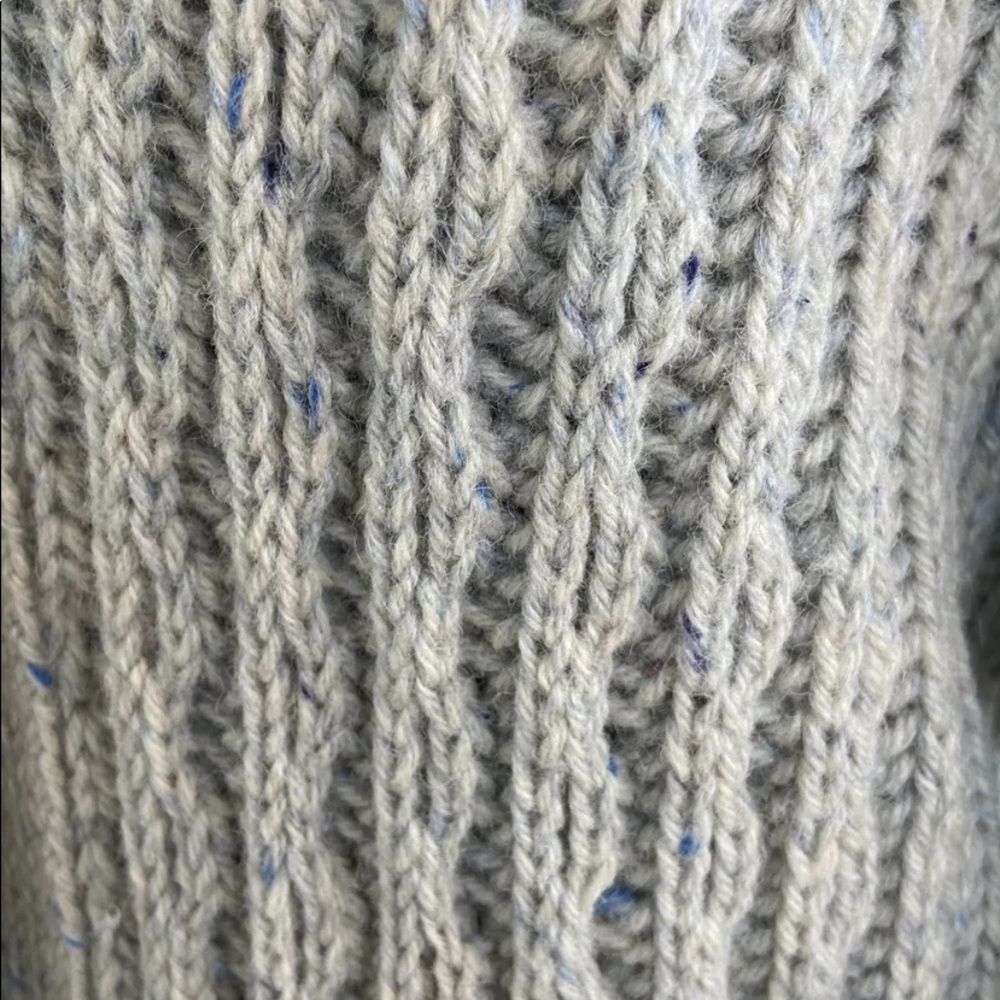 Vintage wool thick Ireland Chunky cableknit Fisherman shacket Sweater ca… - Picture 3 of 9